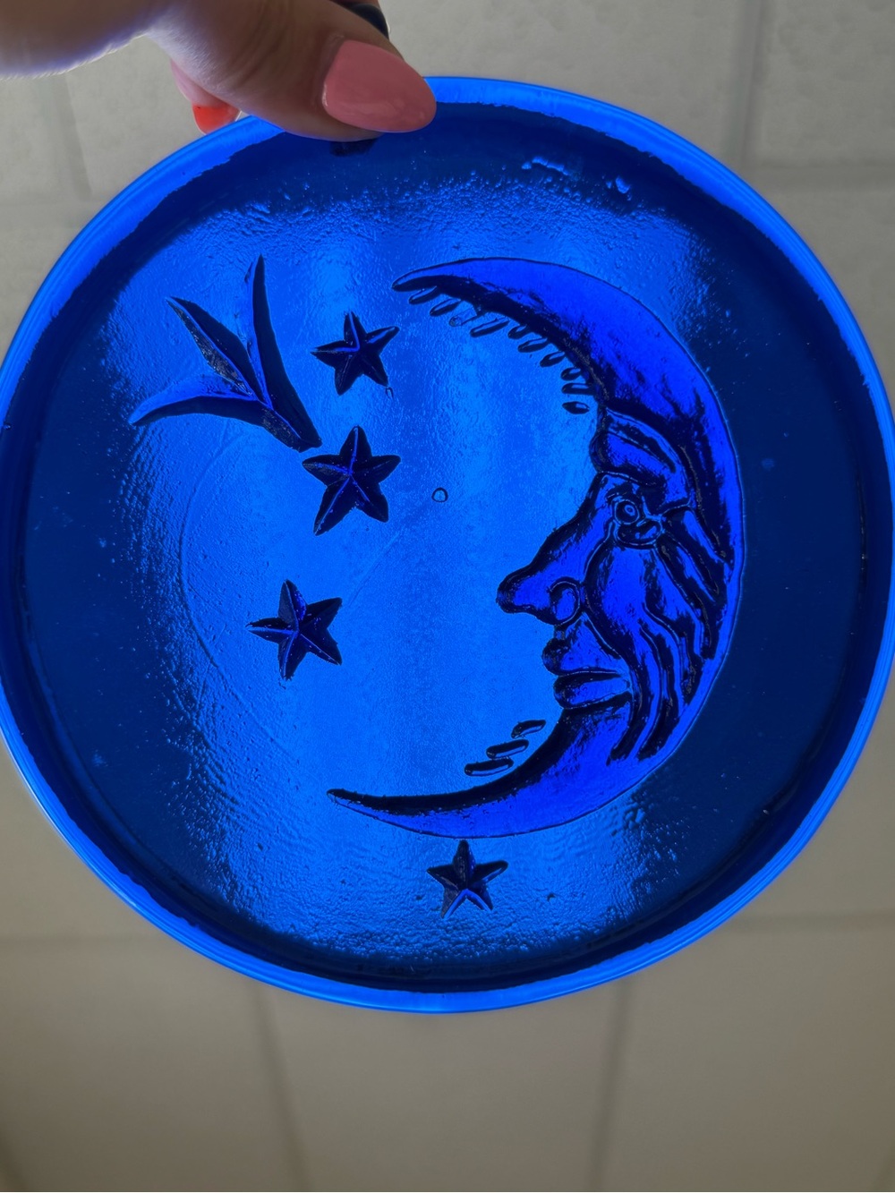 Cobalt Glass Blue Moon & Stars Celestial Large 6” Sun Catcher. - Picture 11 of 13